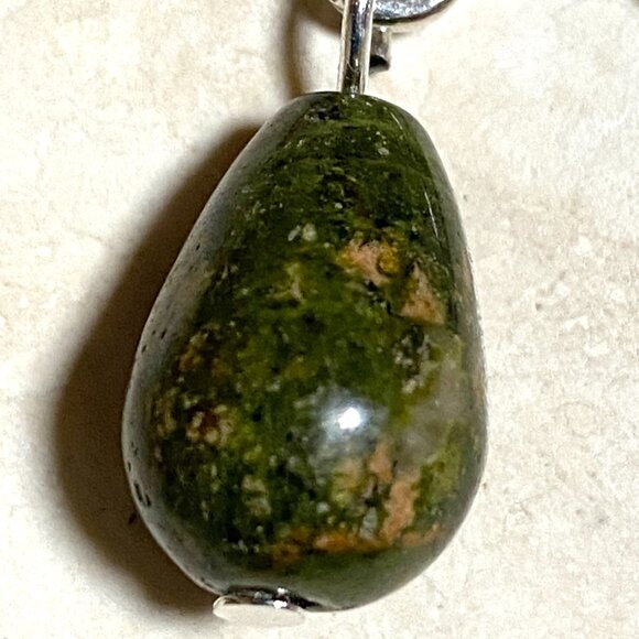 2/$20, Genuine Dark Green Unakite Celtic Trinity Sterling Silver Dangle Earrings - Picture 6 of 11